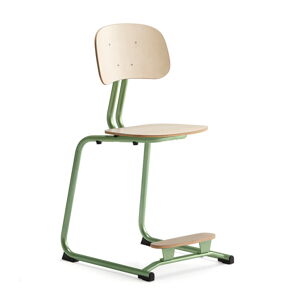 Školská stolička YNGVE, podnož s klzákmi, zelená, breza, V 500 mm