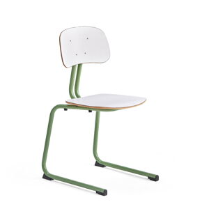 Školská stolička YNGVE, podnož s klzákmi, zelená, biela, V 460 mm