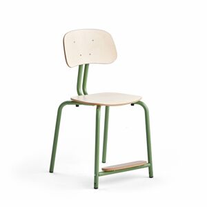 Školská stolička YNGVE, so 4 nohami, zelená, breza, V 500 mm
