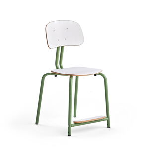 Školská stolička YNGVE, so 4 nohami, zelená, biela, V 500 mm