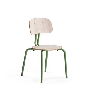 Školská stolička YNGVE, so 4 nohami, zelená, jaseň, V 460 mm