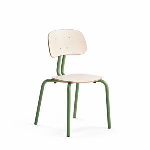 Školská stolička YNGVE, so 4 nohami, zelená, breza, V 460 mm