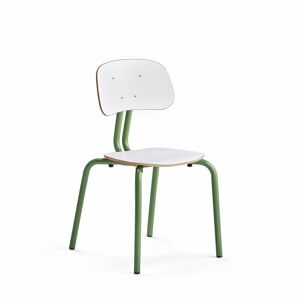 Školská stolička YNGVE, so 4 nohami, zelená, biela, V 460 mm