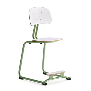 Školská stolička YNGVE, podnož s klzákmi, zelená, biela, V 500 mm