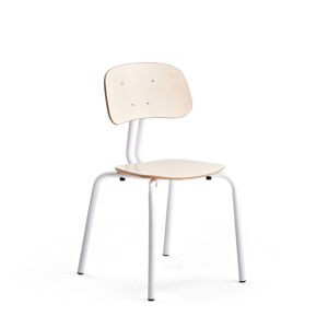 Školská stolička YNGVE, so 4 nohami, biela, breza, V 460 mm