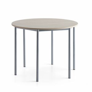 Stôl BORÅS PLUS, Ø1200x900 mm, laminát - jaseň, strieborná