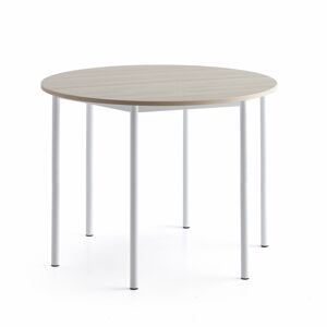 Stôl BORÅS PLUS, Ø1200x900 mm, laminát - jaseň, biela