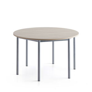 Stôl SONITUS PLUS, Ø1200x720 mm, laminát - jaseň, strieborná