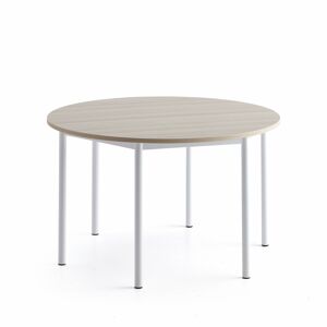 Stôl SONITUS PLUS, Ø1200x720 mm, laminát - jaseň, biela