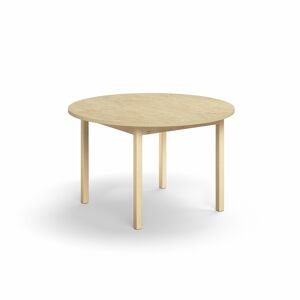 Stôl DECIBEL, Ø1200x720 mm, linoleum - béžová, breza