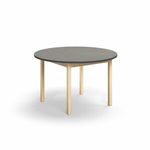 Stôl DECIBEL, Ø1200x720 mm, linoleum - tmavošedá, breza