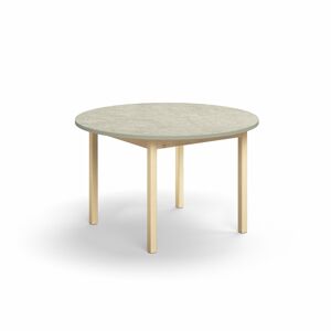 Stôl DECIBEL, Ø1200x720 mm, linoleum - šedá, breza