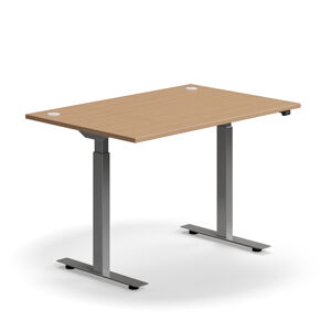 Výškovo nastaviteľný stôl FLEXUS, rovný, 1200x800 mm, strieborný rám, buk