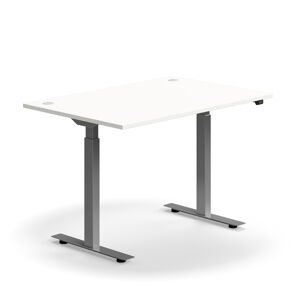 Výškovo nastaviteľný stôl FLEXUS, rovný, 1200x800 mm, strieborný rám, biela