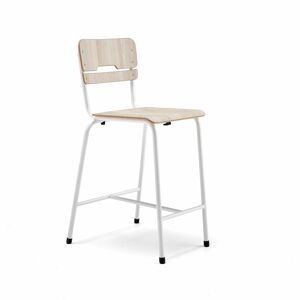 Školská stolička SCIENTIA, široké sedadlo, V 650 mm, biela/jaseň