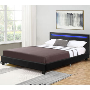 Eshopist Čalúnená posteľ Verona 120 x 200 cm s LED osvetlením v čiernej farbe